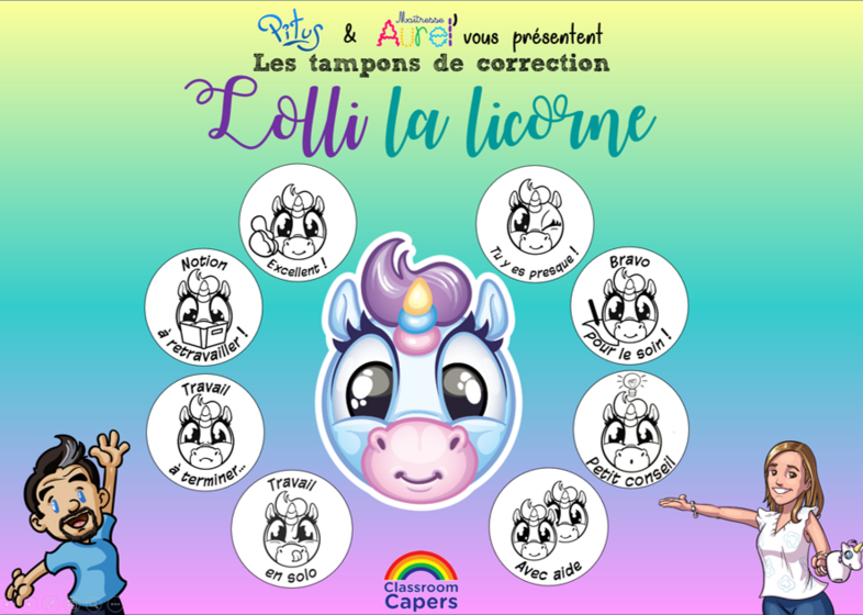 Les tampons de correction Lolli la licorne